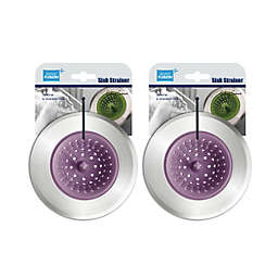 Grand Fusion 2 Pack Kitchen Sink Strainer Silicone Body with Stainless Steel Rim - Purple