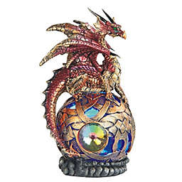 FC Design Dragon Globe with LED Light Statue Fantasy Night Light Decoration Figurine in Red and Gold Finish