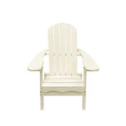 LB International 40" White Wooden Folding Outdoor Patio Adirondack Chair
