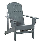 Outsunny Outdoor Classic Wooden Adirondack Deck Lounge Chair with Ergonomic Design & a Built-In Cup Holder, Dark Grey