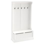 HOMCOM 71" 3-In-1 Hall Tree Storage Bench and Coat Rack with 5 Steel Double Hooks, and Anti-Topple Anchor for Entryway, White