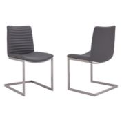 Armen Living April Contemporary Dining Chair in Brushed Stainless Steel Finish and Grey Faux Leather