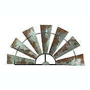 Zeckos Galvanized Metal Half-Windmill Wall Sculpture Large Rustic Home Decor Country Farmhouse Art Decoration