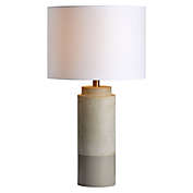 Signature Home Collection 27" Gray and Brown Circular Base Table Lamp with White Drum Shade