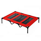 PawHut 48" x 36" Elevated Breathable Dog Bed Portable Pet Cot w/ Carry Bag Metal Frame Breathable Mesh Indoor and Outdoor Red