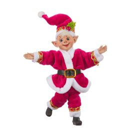 Raz Imports Pink Posable Elf Christmas Diplay Piece 7 Inch