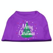 Mirage Pet Products Scribbled Merry Christmas Screenprint Shirt Purple XXXL - 20" L