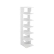 VASAGLE Wood Shoe Rack, 6-Tier Slim Shoe Storage Rack, Space-Saving, for Entryway, Corner, Closet, White