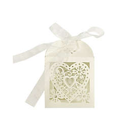 Wrapables Hearts and Flowers Wedding Party Favor Boxes Gift Boxes with Ribbon (Set of 50) / Ivory