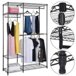 Ktaxon Freestanding Wardrobe Clothing Storage Rack Organizer in Black