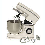 Sunpentown 8-Speed Stand Mixer with Tilt Head and Transparent Splash Guard - White