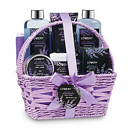 Lovery Home Spa Gift Basket - Lavender and Jasmine Fragrance - 9pc Set