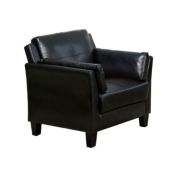 Saltoro Sherpi Faux Leather Upholstered Chair with Curved Arms and Stitching Details,Black-