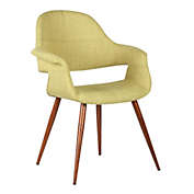 Armen Living Phoebe Mid-Century Dining Chair in Walnut Finish and Green Fabric