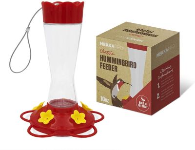 MEKKAPRO Outdoor Hummingbird Feeder Made from Glass Hanging 5 Nectar Feeding Stations Bright Red