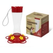MEKKAPRO Outdoor Hummingbird Feeder Made from Glass Hanging 5 Nectar Feeding Stations Bright Red