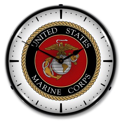 Collectable Sign Clock Us Marine, Neon Lighted Wall Clocks