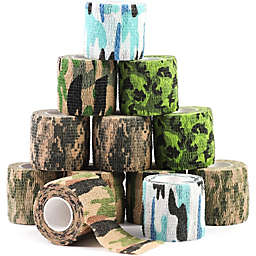 Juvale 12 Pack Self Adhesive Bandage Wrap, Camouflage Cohesive Medical Tape (2 In x 5 Yd)