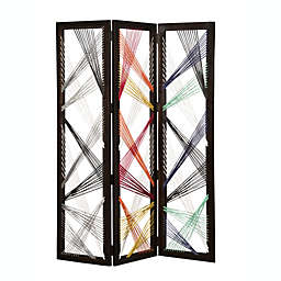 Screen Gems Contemporary 3 Panel Traverse Screen Room Divider with Black Finish