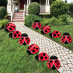Big Dot of Happiness Happy Little Ladybug - Lawn Decorations - Outdoor Baby Shower or Birthday Party Yard Decorations - 10 Piece