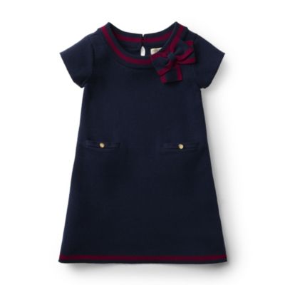 Hope & Henry Girls&#39; Milano Tipped Sweater Dress (Navy with Berry, 3-6 Months)