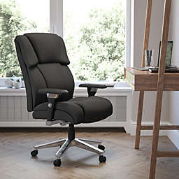 Emma + Oliver 24/7 400 lb. High Back Black Tufted Fabric Ergonomic Office Chair, Lumbar Knob