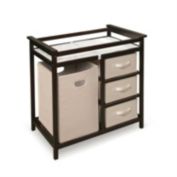 Slickblue Baby Changing Table with 3 Baskets and Hamper in Espresso