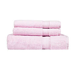 Ninety Six Zero Twist Pink 3 Piece 100% Cotton Towel Set