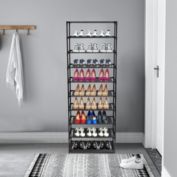 Inq Boutique 10 Tier Stackable Shoe Rack Storage Shelves - Stainless Steel Frame Holds