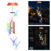 IMAGE Solar LED Hummingbird Wind Chimes Outdoor Changing Colors