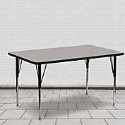 Flash Furniture 24&#39;&#39;W x 60&#39;&#39;L Rectangular Grey HP Laminate Activity Table - Standard Height Adjustable Legs