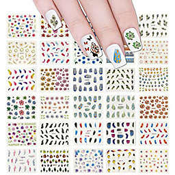 Wrapables 50 Sheets Feathers & Flowers Nail Stickers Nail Art
