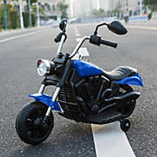 Kitcheniva Safety Kids Ride On Motorcycle 6V Battery Powered Stylish Electric Bike 4 Wheels Blue