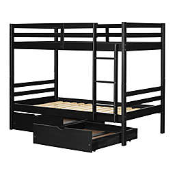 South Shore Fakto Bunk Beds And Rolling Drawers Set - Matte Black