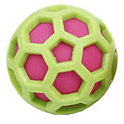 Pet Life DNA Bark TPR and Nylon Durable Rounded Squeaking Dog Toy (Green / Pink)