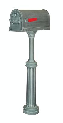 Special Lite Products Savannah Curbside Mailbox with Bradford Direct Burial Mailbox Post - Verde Green