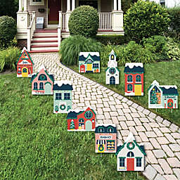 Big Dot of Happiness Christmas Village - Lawn Decorations - Outdoor Holiday Winter Houses Yard Decorations - 10 Piece