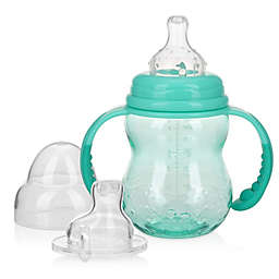 Munchkin Nuby 3 Stage Tritan Wide Neck Grow with Me No-Spill Bottle to Cup, 8 Oz, Aqua Teal