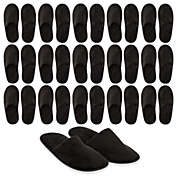 Juvale Disposable Closed Toe Slippers for Guests, Womens US Size 12, Mens Size 11 (Black, 12 Pairs)