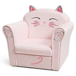 Costway Kids Cat Armrest Couch Upholstered Sofa