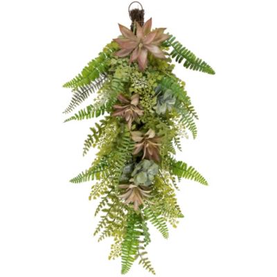 Northlight 28" Leaves and Succulents Artificial Spring Teardrop Swag - Unlit