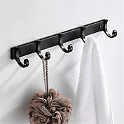 Stock Preferred 5 Hooks Wall Mounted Key Bag Towel Rack Hanger in Black 14.0x1.7x0.6in