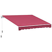 Halifax North America 10&#39; x 8&#39; Manual Retractable Awning Sun Shade Shelter for Patio Deck Yard with UV Protection and Easy Crank Opening, Wine Red