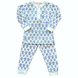 Pineapple Sunshine - Blue Sea Turtle Pajama Set / 4T
