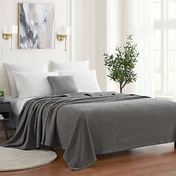 Sweet Home Collection   100% Fine Cotton Blanket Luxurious Breathable Weave Stylish Design Softh, Full/Queen, Waffle Weave Gray