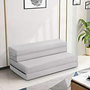 Costway 4 Inch Folding Sofa Bed Foam Mattress with Handles-Twin size