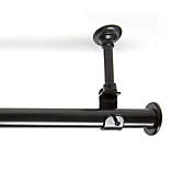 Infinity Merch 36in-56in Hanging Curtain Rod With Brackets, Black