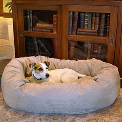 Majestic Pet Product 32-Inch Micro Suede Waterproof Bagel Dog  Bed - Stone