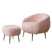 Infinity Merch Accent Chair with Ottoman for Bedroom in Pink