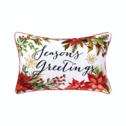 C&F Home Seasons Greetings Poinsettia Printed and Embroidered Throw Pillow